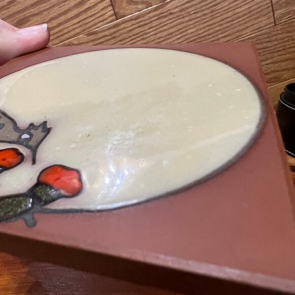 Vintage Betty Company Ceramic Tile Southwestern Cactus Wren Eating Fruit Unique - Picture 6 of 7